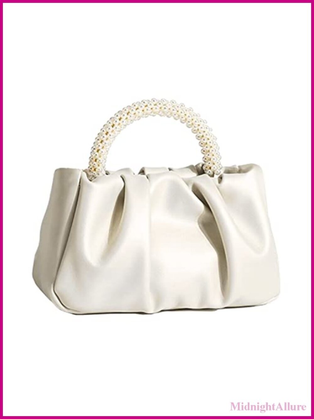 Pearl Handle Evening Clutch Wedding Party Prom Purse with Detachable Strap